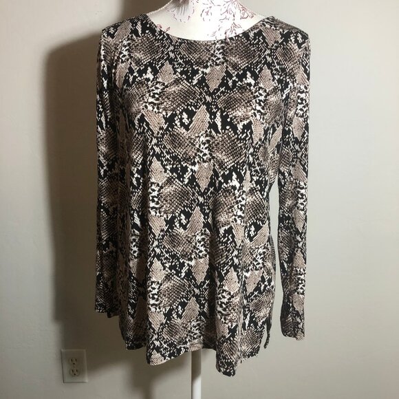 🐍 Mario Serrani Italy Snakeskin Print Long Sleeve Top – M - Picture 1 of 6